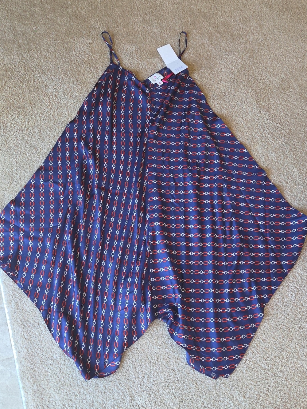 NWT Julie Brown NYC Freya Handkerchief Dress Navy Janie Rope Chain Size M